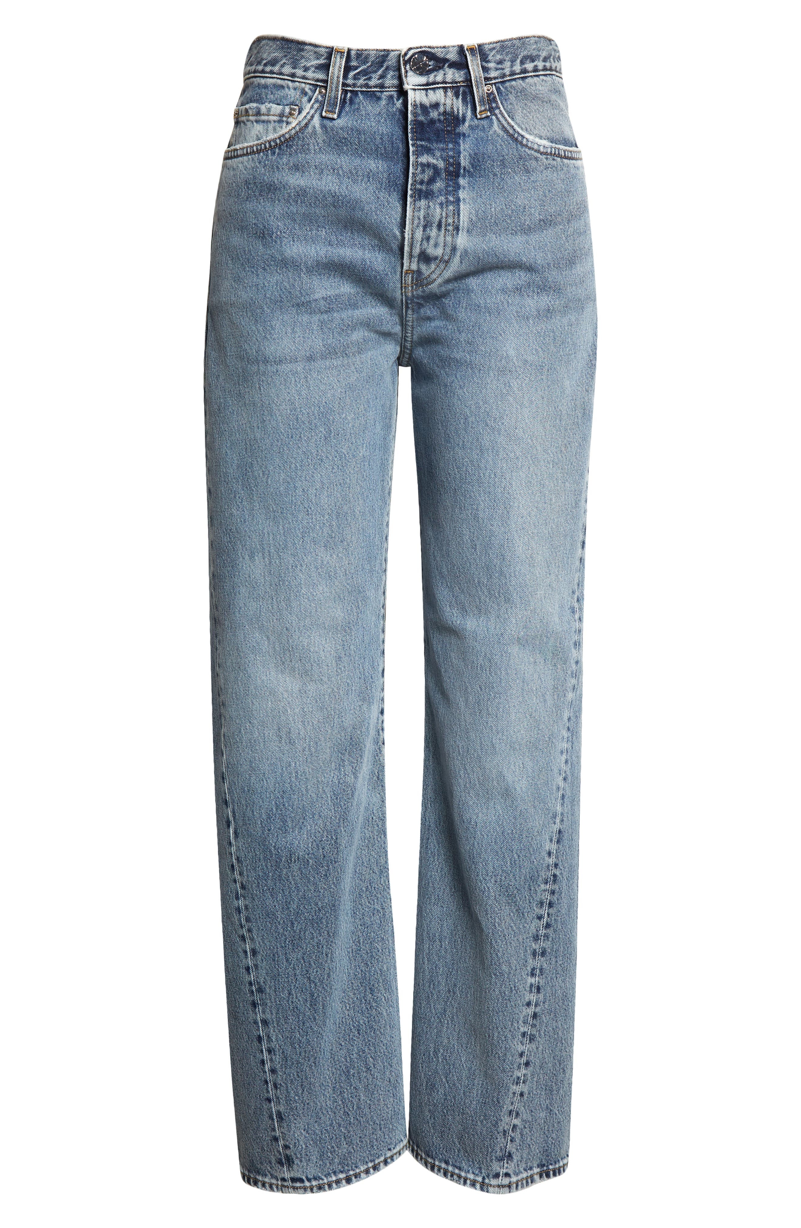 TOTEME Twisted Seam High Waist Straight Leg Jeans in Worn Blue 485 at Nordstrom - 6