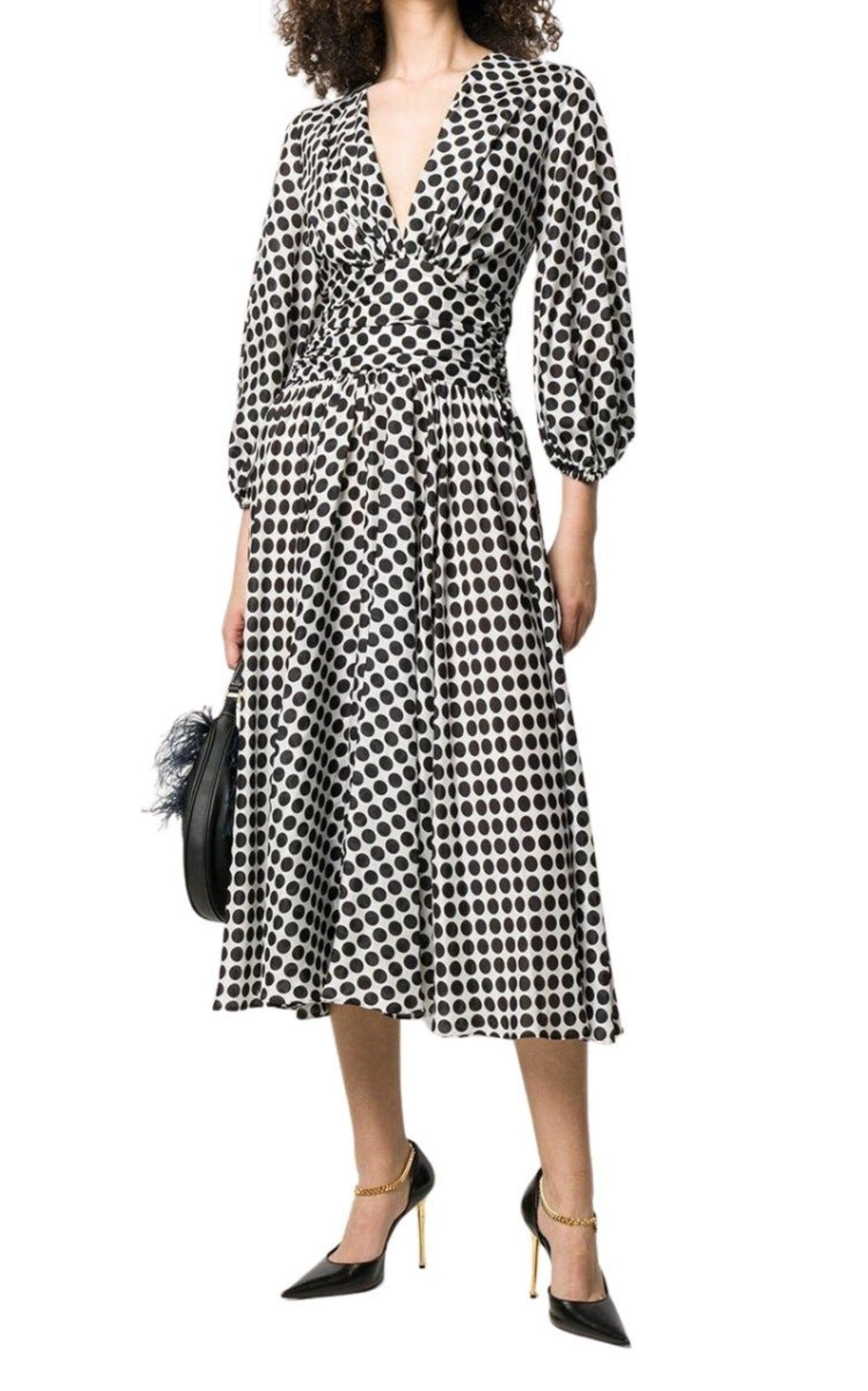 Polka-dot Print Midi Dress - 2