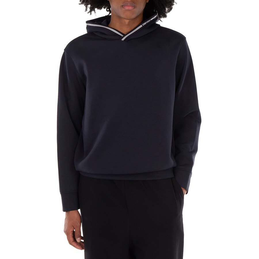 Emporio Armani Logo Rib-Knit Trim Hoodie - 3