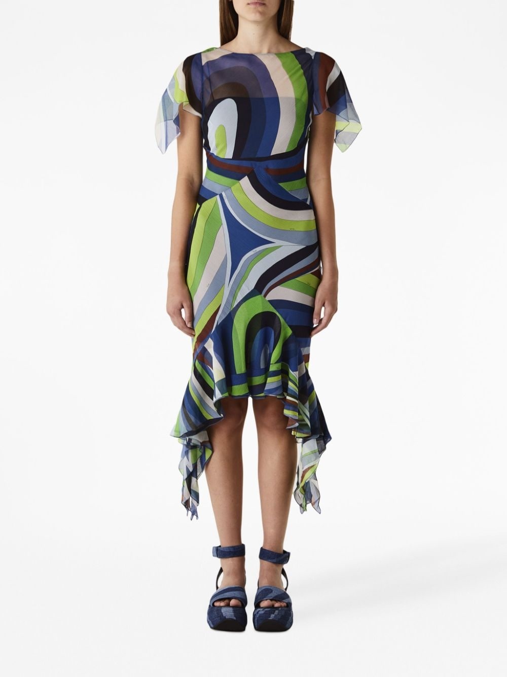 Iride-print chiffon midi dress - 2