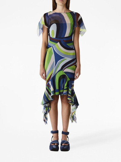 PUCCI Iride-print chiffon midi dress outlook