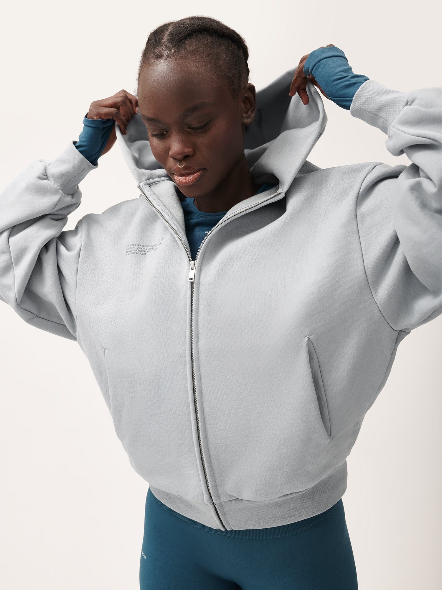 Womens Natural Dye Oversized Hoodie - Midnight Fog Grey - 5