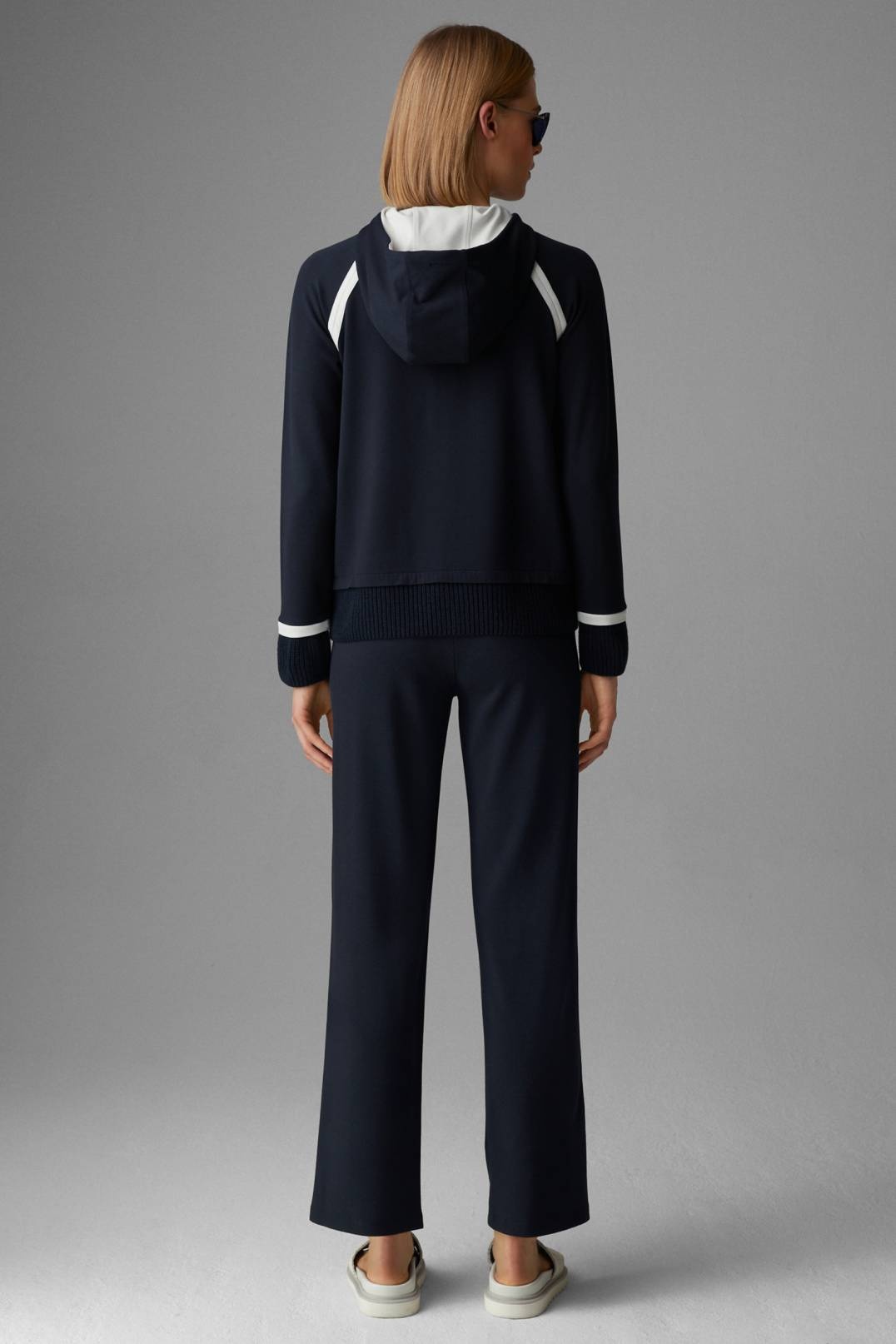 KELLI SWEATSHIRT JACKET IN NAVY BLUE/WHITE - 3