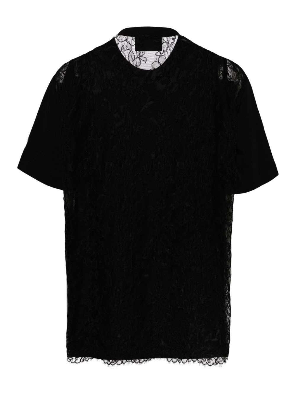 sheer lace T-shirt - 2