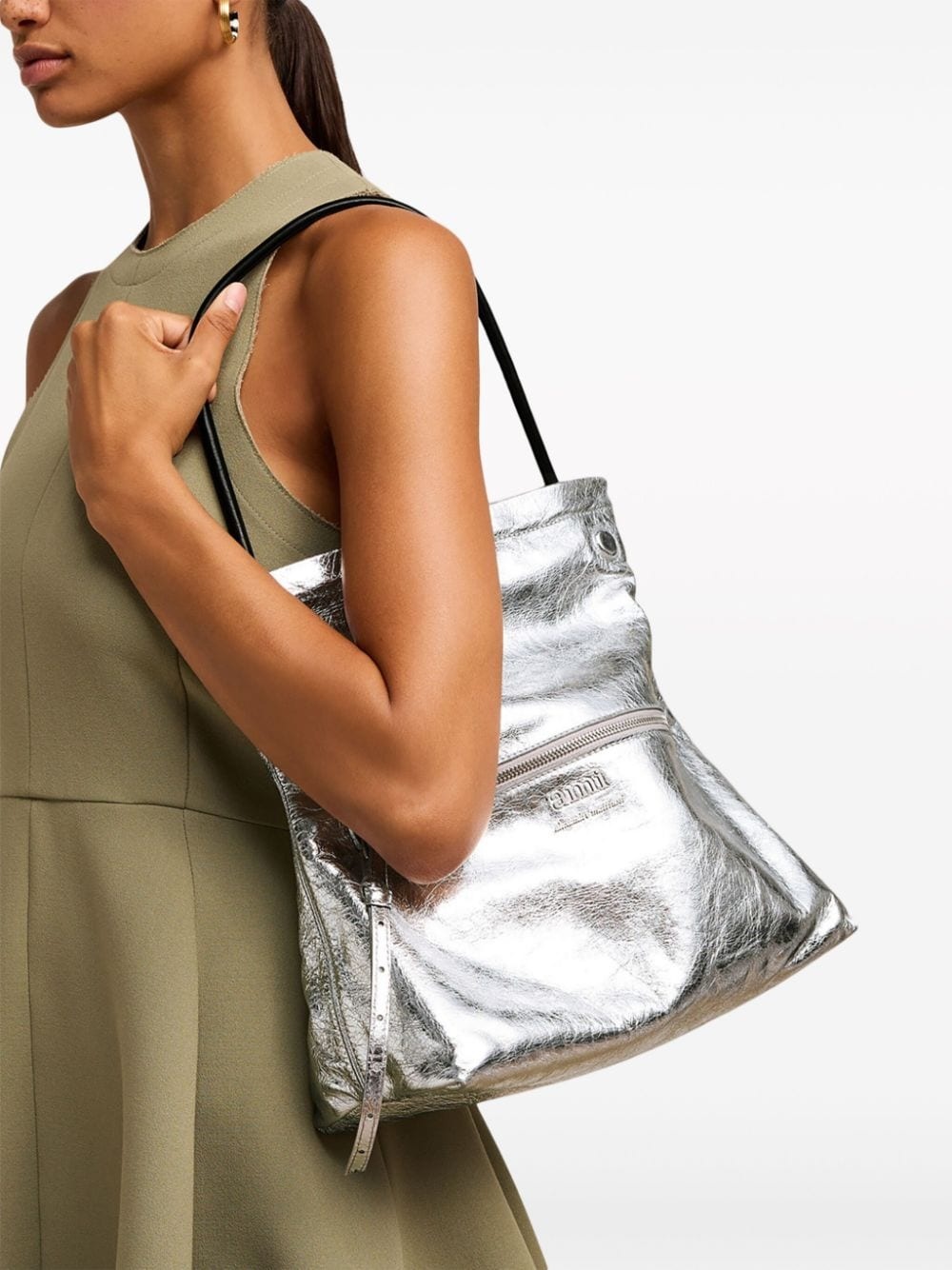 metallic folded shoulder bag - 3