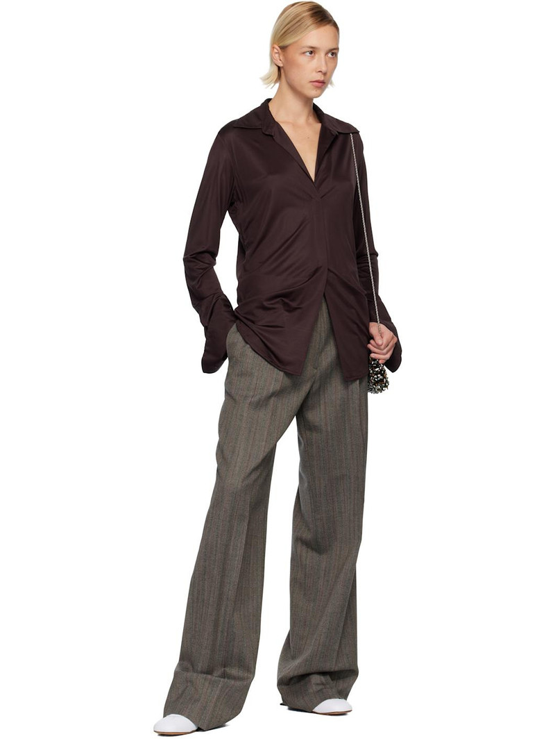 Dries Van Noten Burgundy Satin Shirt outlook