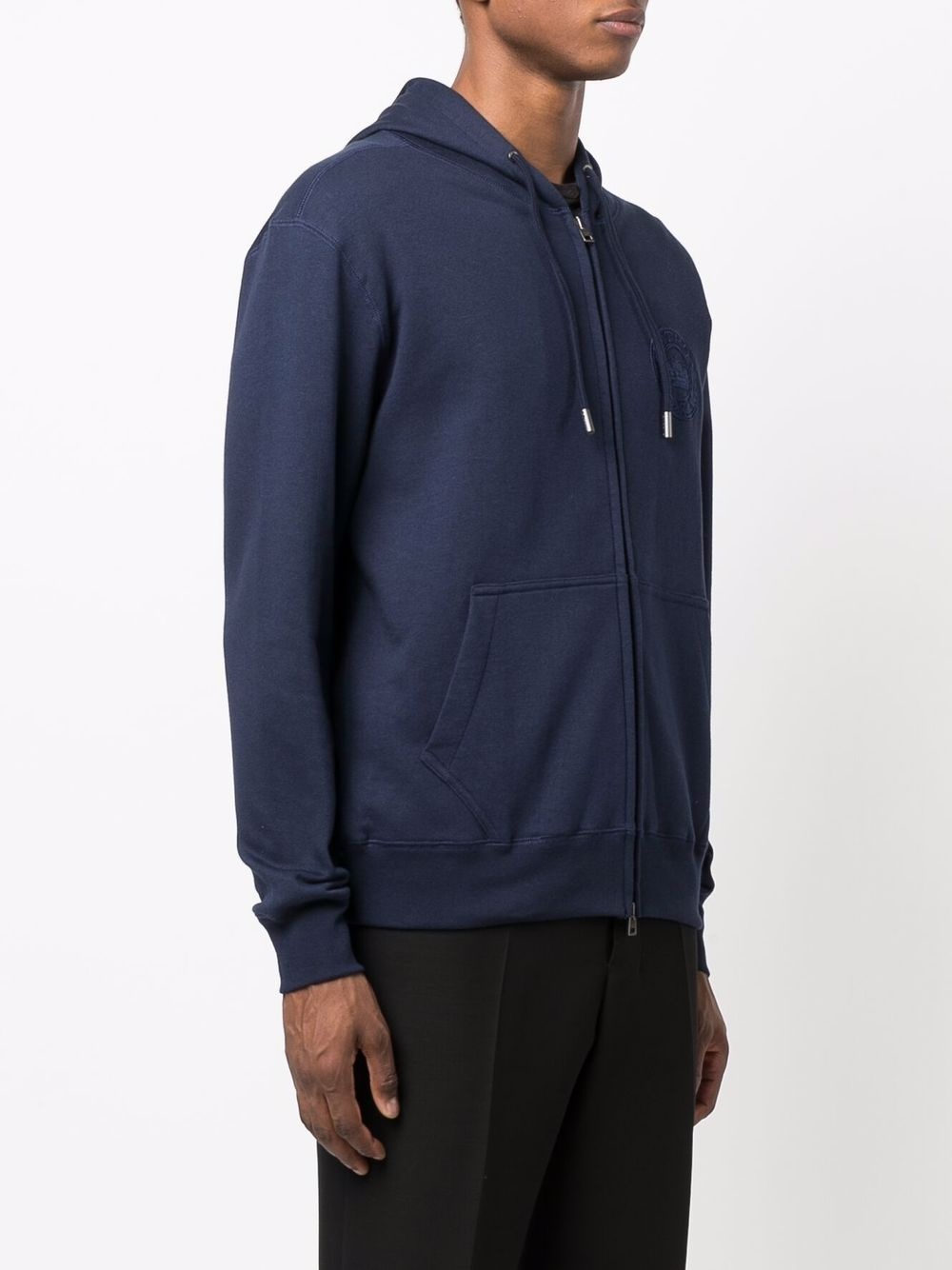 logo-embroidered zip-up hoodie - 3