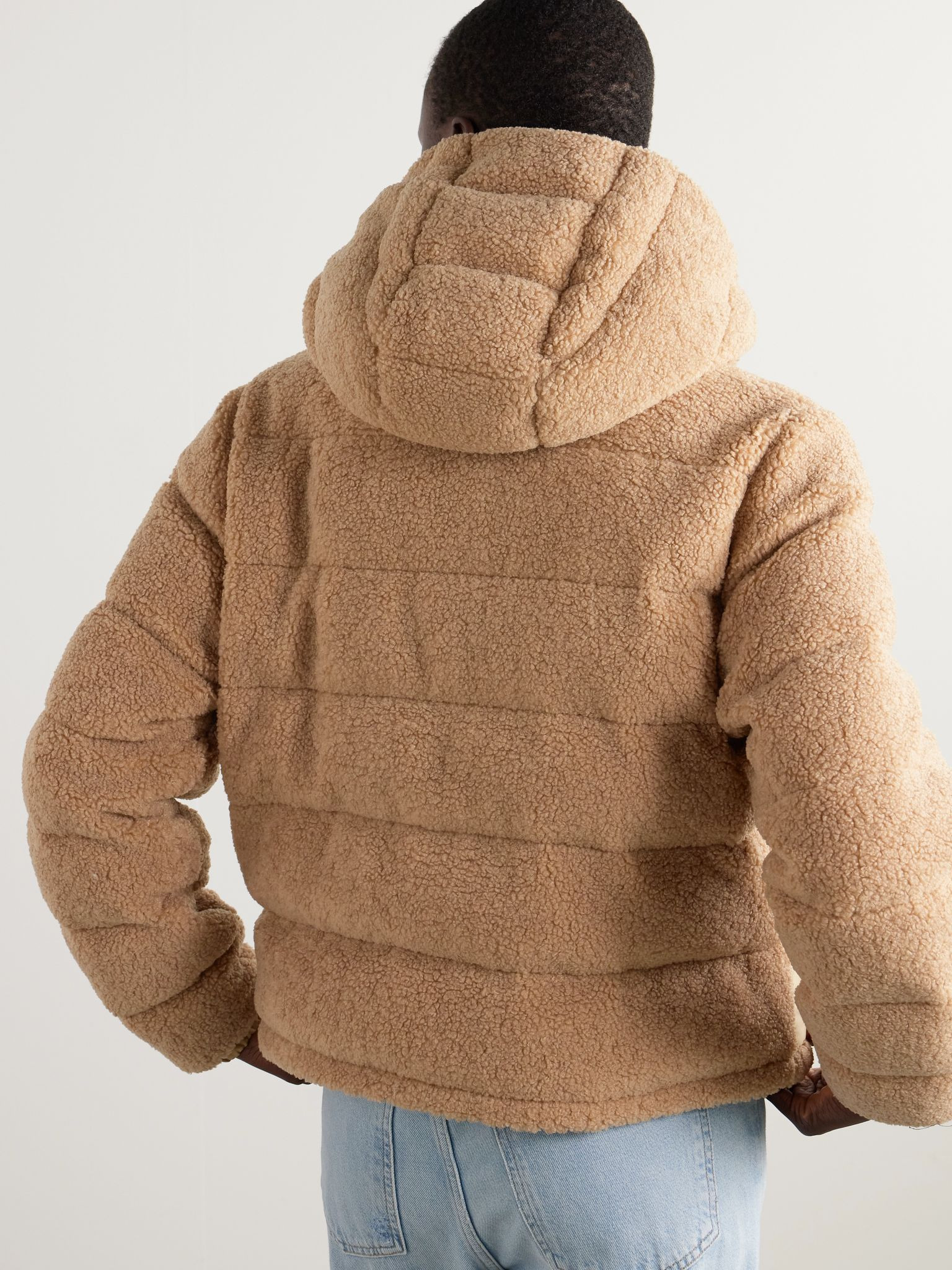 Audrieu shell-trimmed fleece jacket Light brown - 4