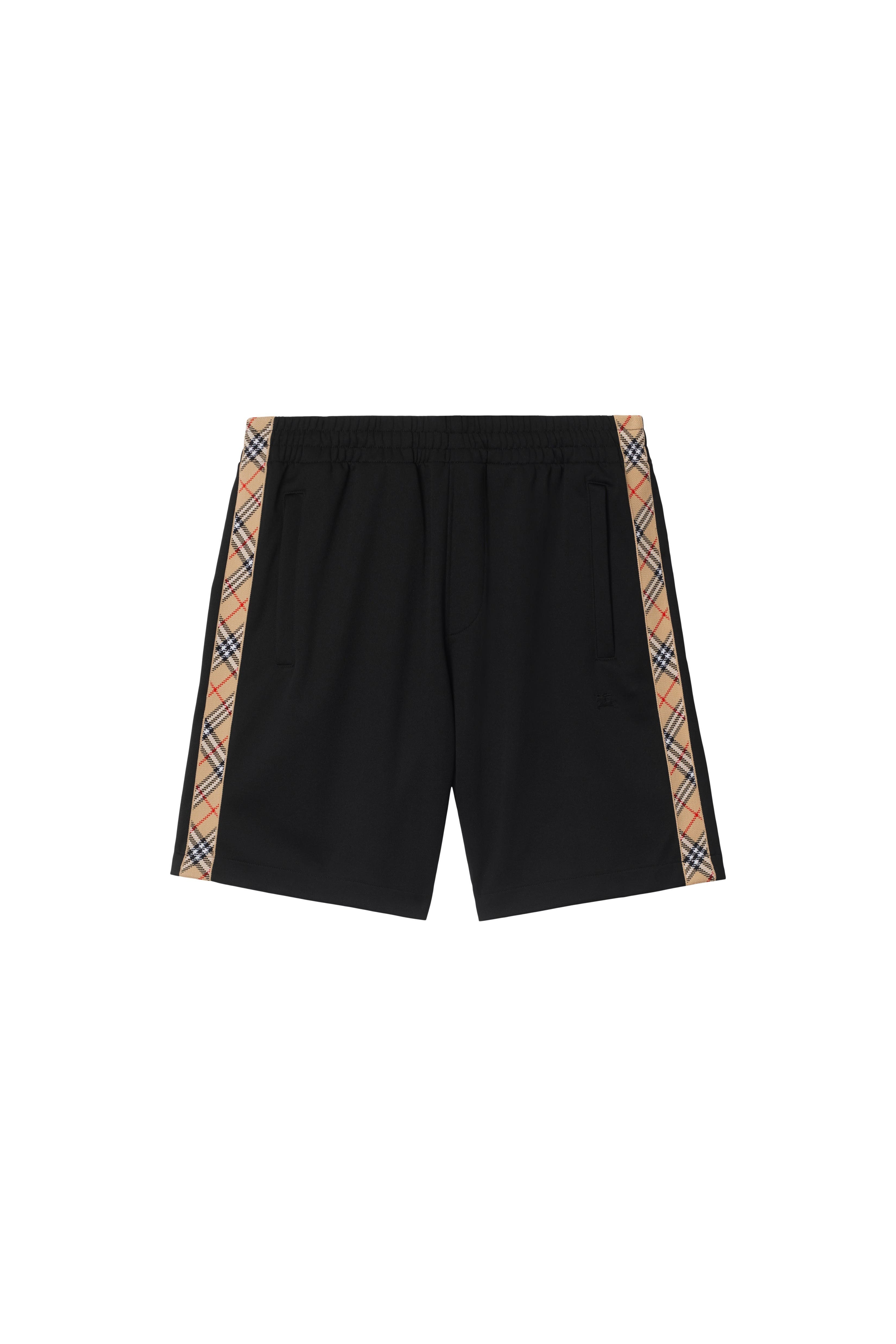 burberry Check Trim Cotton Blend Shorts in Black at Nordstrom - 1