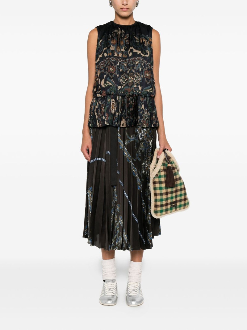 sacai pleated paisley-print top outlook