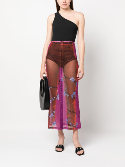 Y/Project denim-print sheer skirt outlook