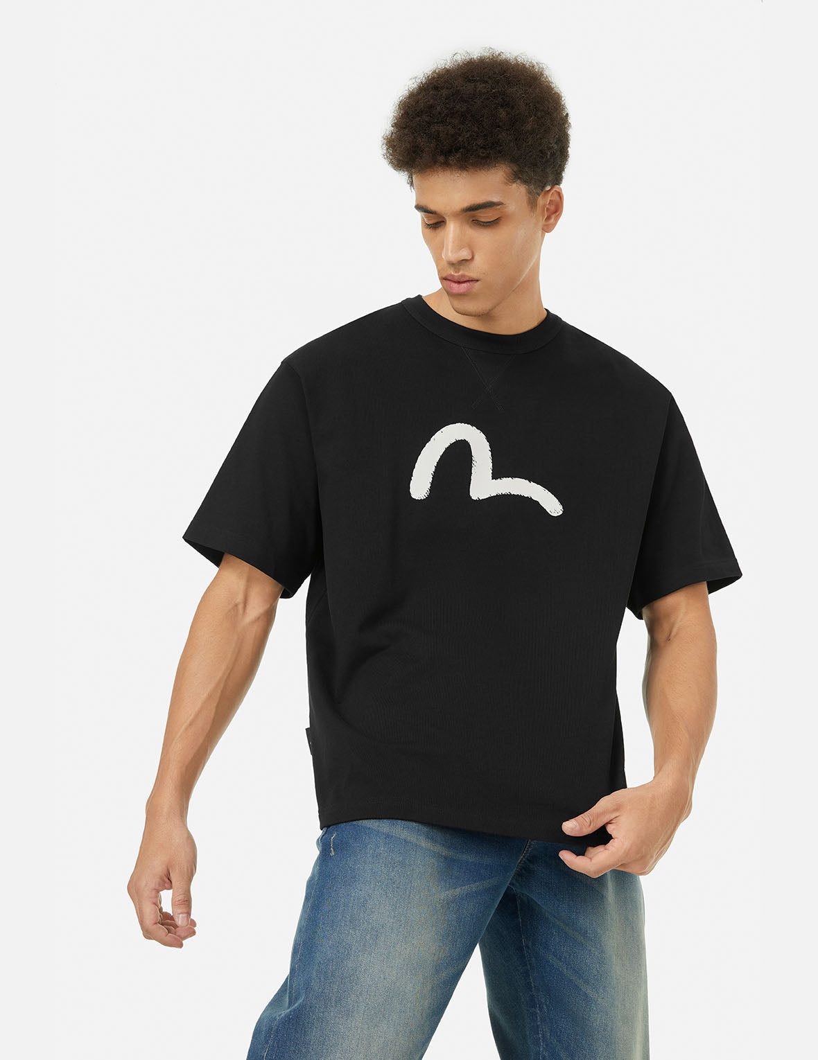 Seagull and Vintage Image Print Relax Fit T-Shirt - 5