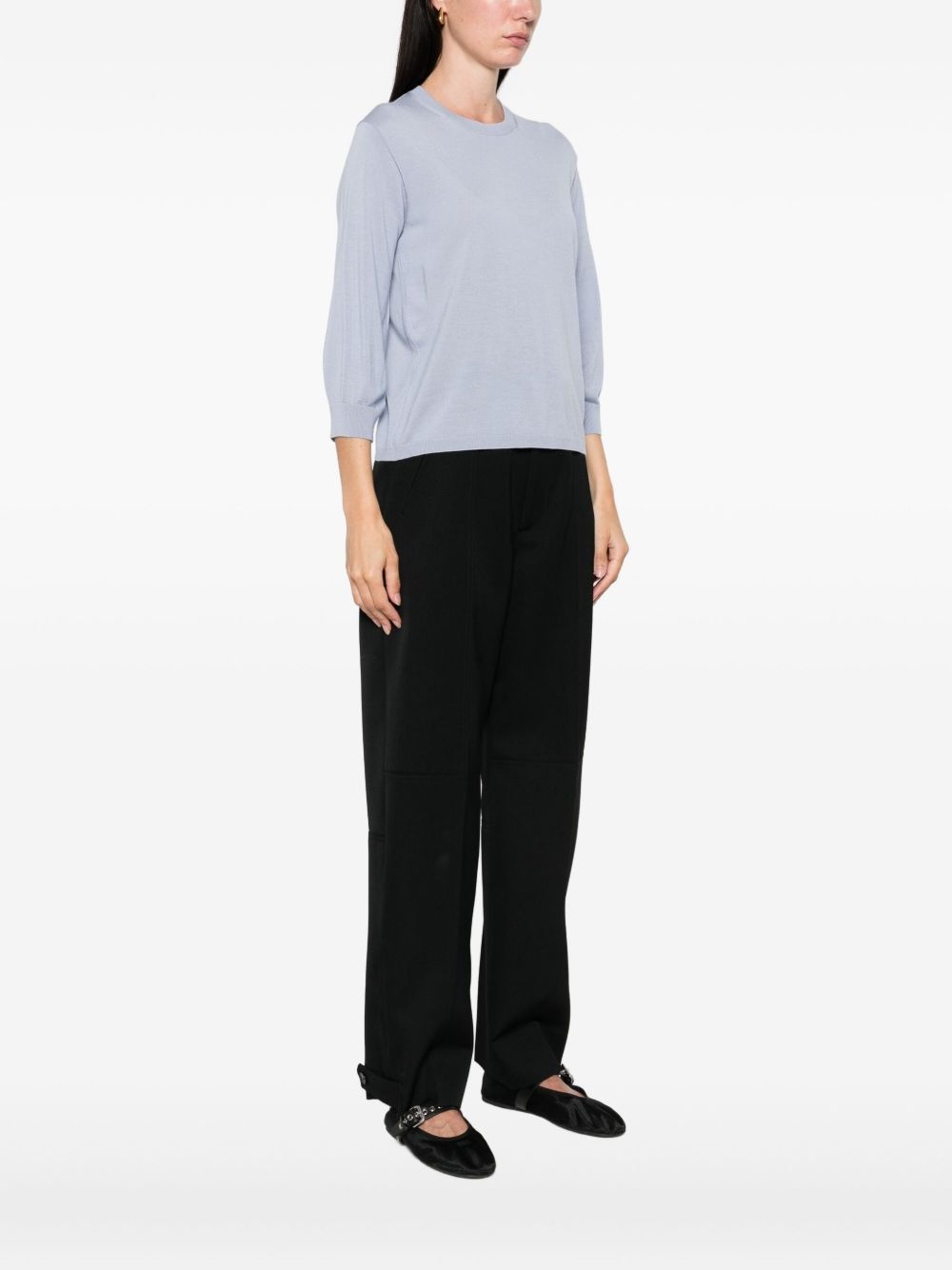 round-neck wool top - 3