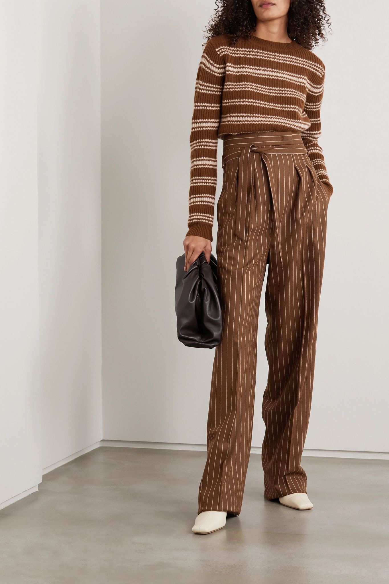 Lisotte belted pinstriped wool-blend wide-leg pants - 2