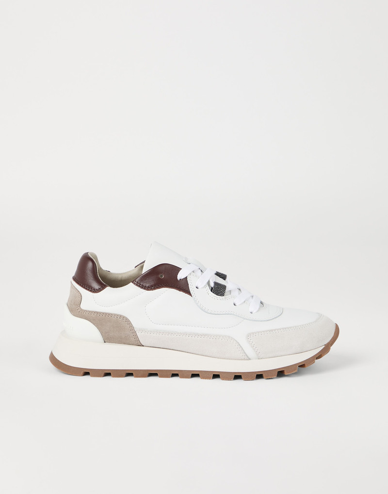 Calfskin and suede runners with shiny details 5