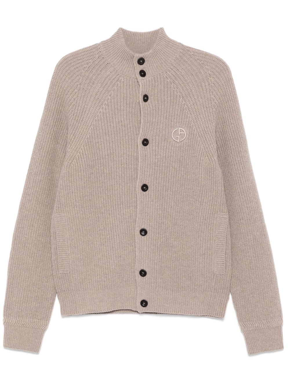 embroidered-logo cardigan - 1