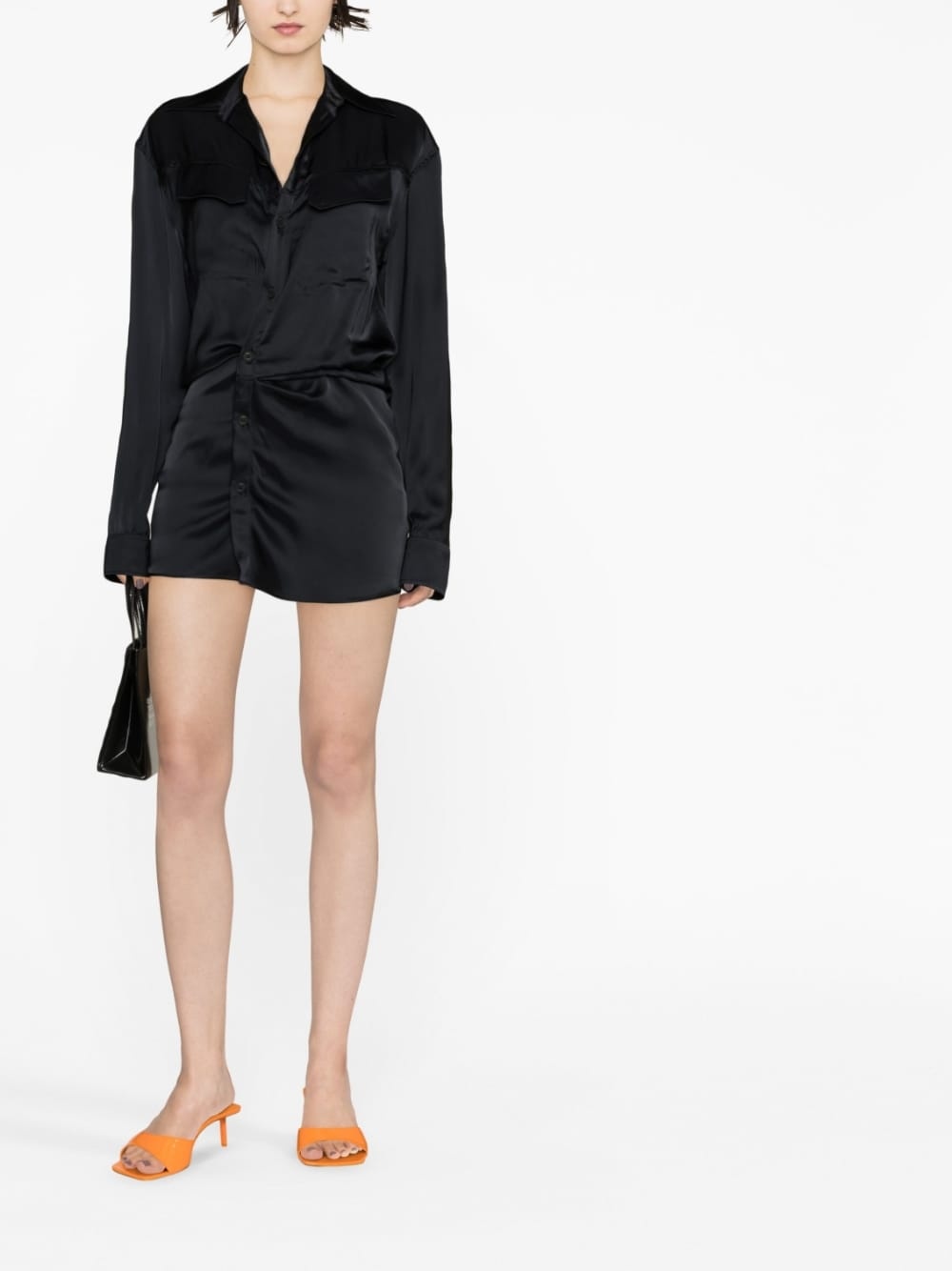 ruched asymmetric shirt dress - 2