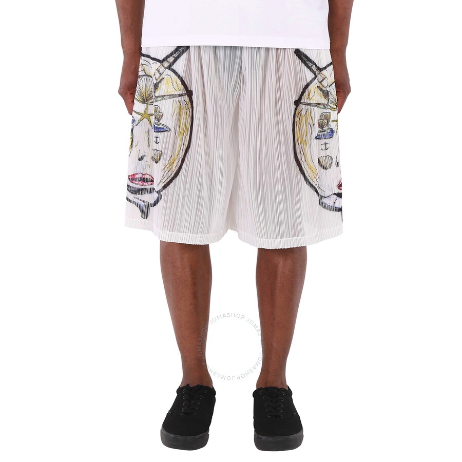 Burberry White Marine Sketch Sheer Plisse Shorts - 3