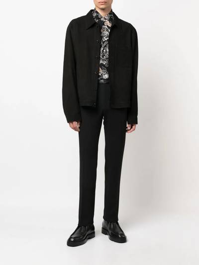 Etro rose-print silk button-up shirt outlook