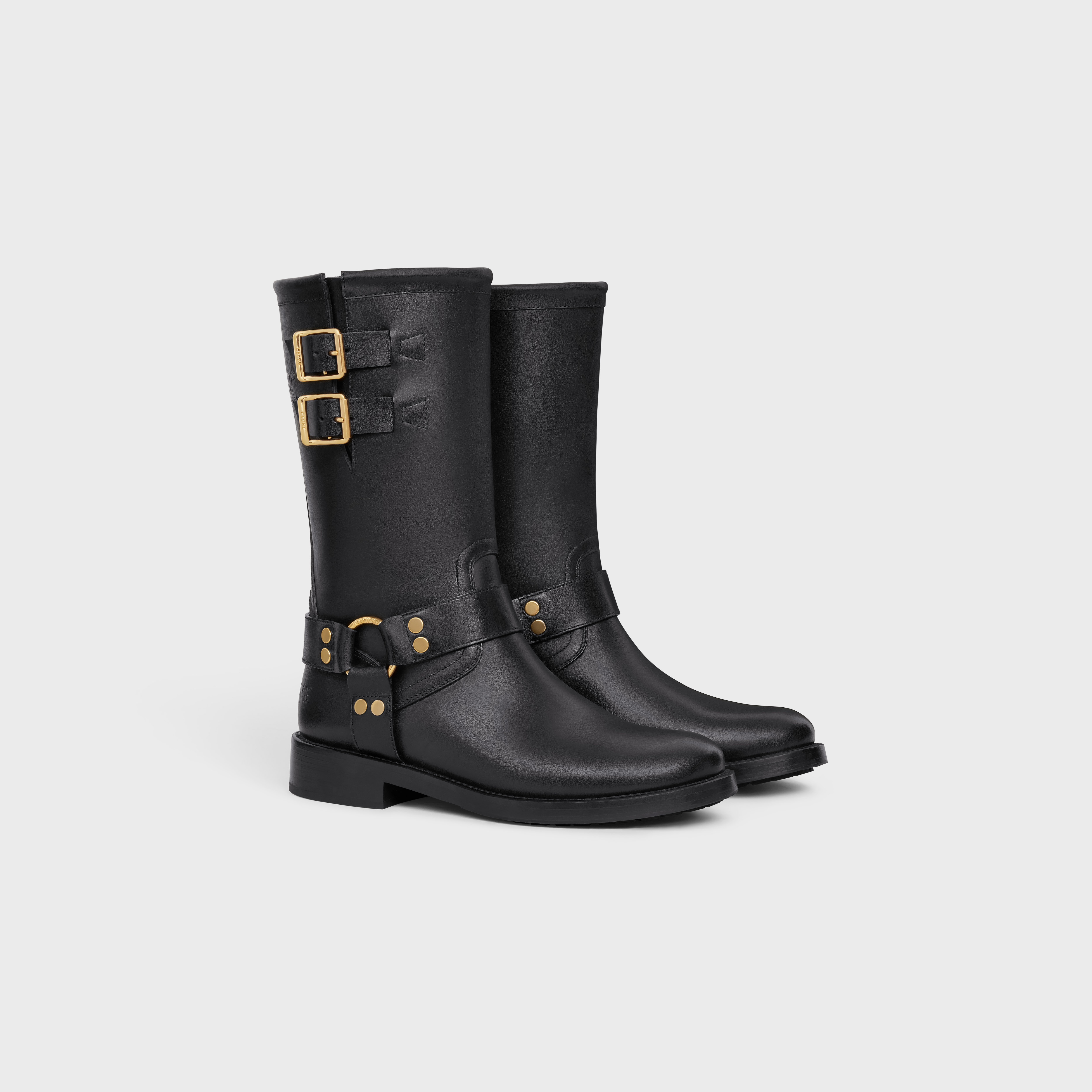 CELINE BIKER MID BOOT WITH HARNESS in CALFSKIN - VEGETAL TANNING - 2