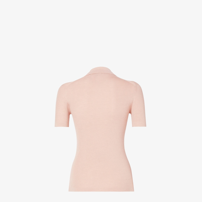 FENDI Sweater Pink knit polo shirt outlook