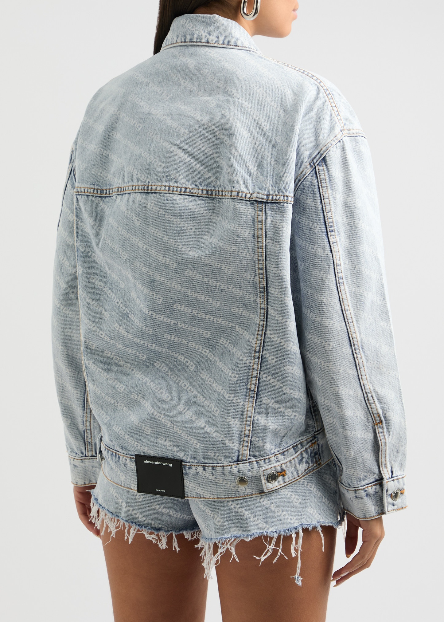 Logo-print bleached denim jacket - 3