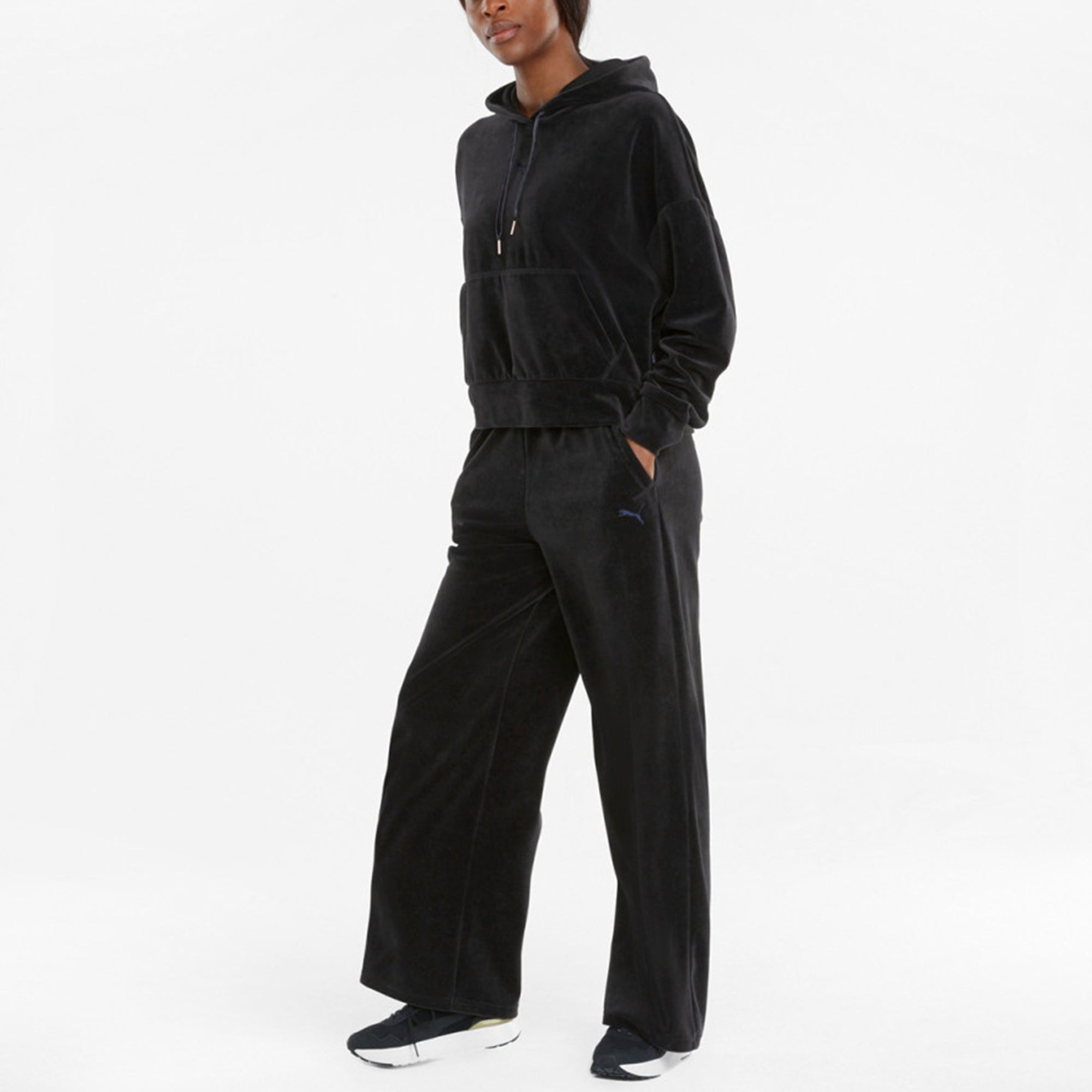 (WMNS) PUMA Her Velour Hoodie 'Black' 846417-01 - 3