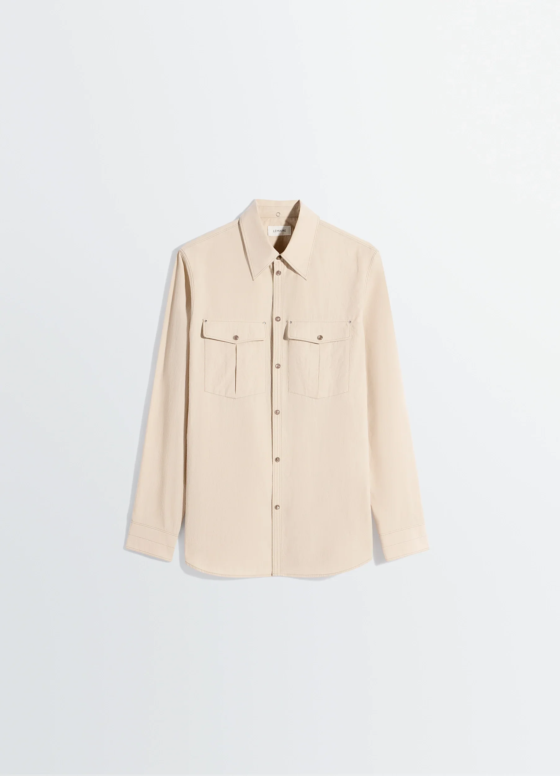 CHEST-POCKET FITTED SHIRT IN CREPE COTTON - 1