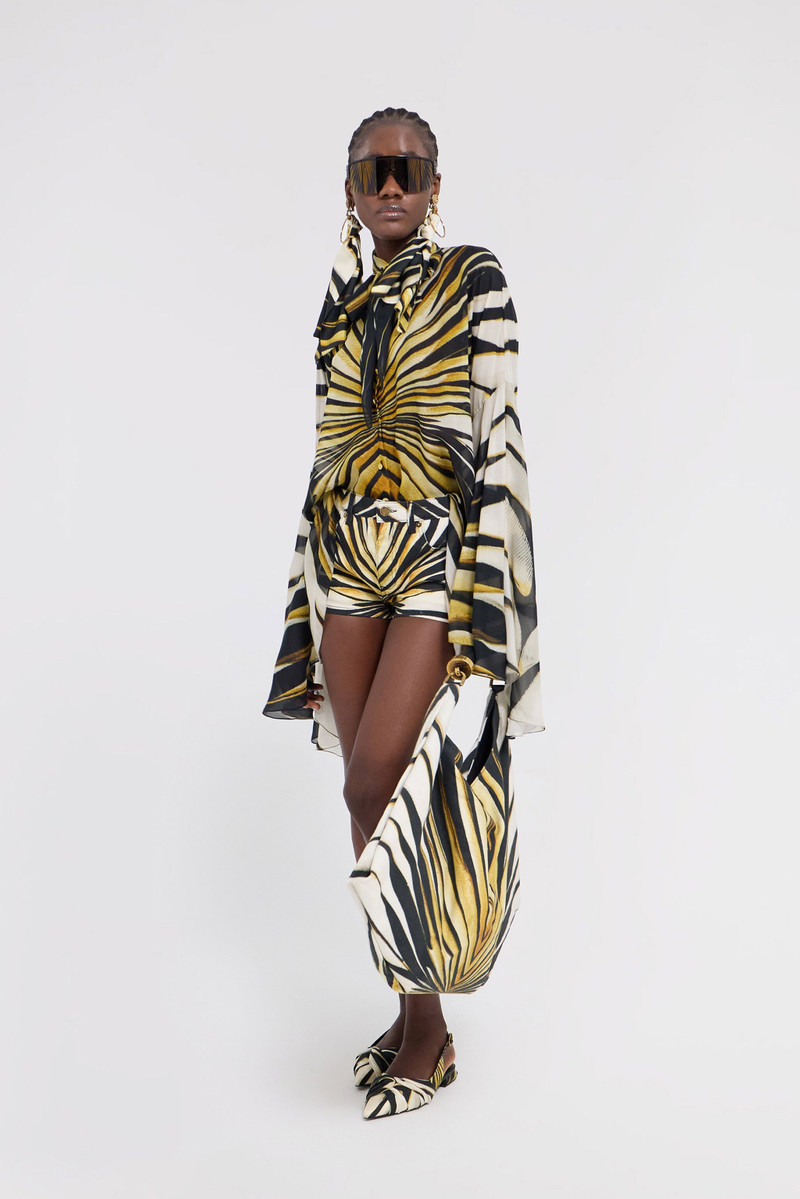 Roberto Cavalli Ray of Gold Print Silk Shirt outlook