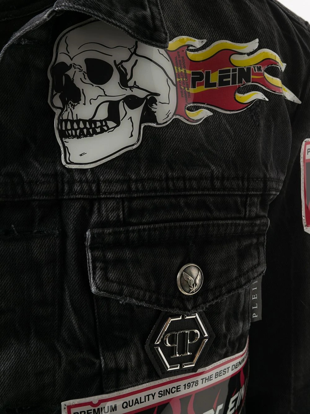 embroidered patches denim jacket - 5