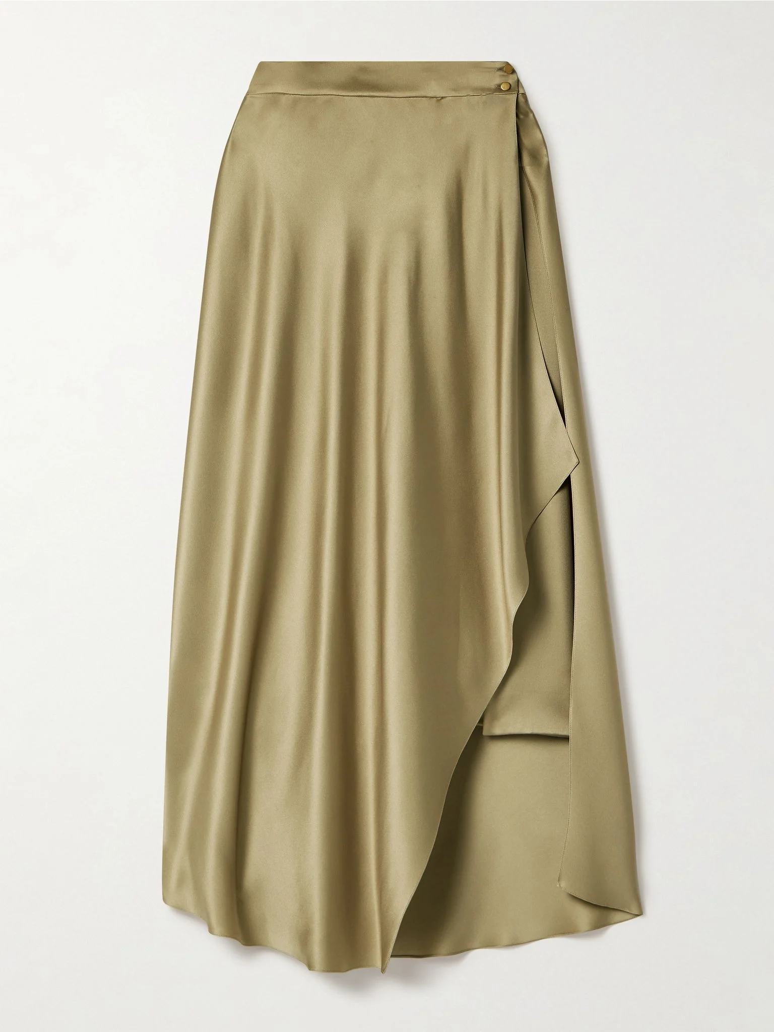 Layered silk-satin midi skirt Beige - 1