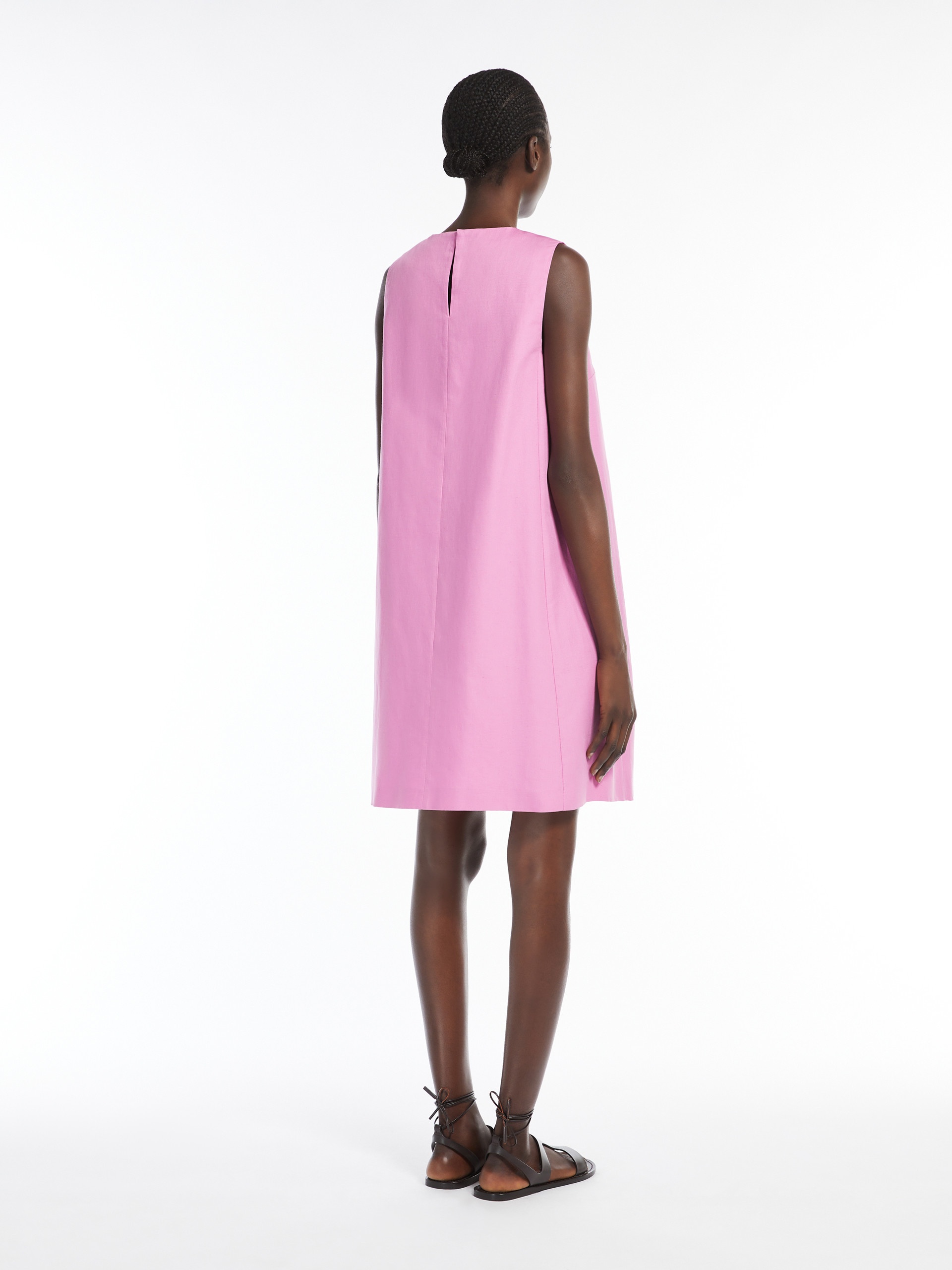 RACER Cotton and linen short dress - 4