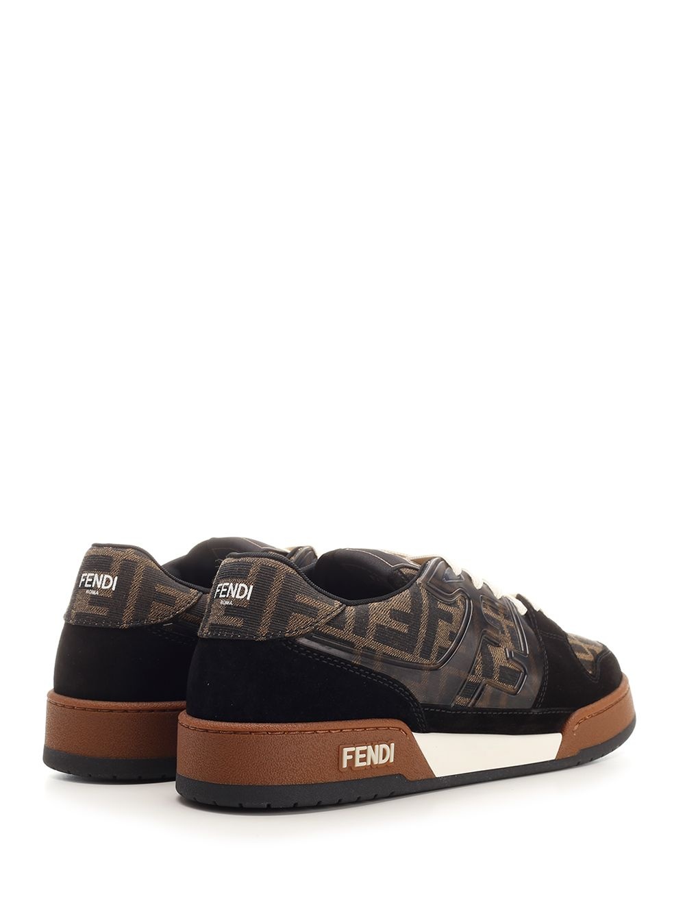 Match Mix Calf Leather + Ff Logo Sneakers Black - 3