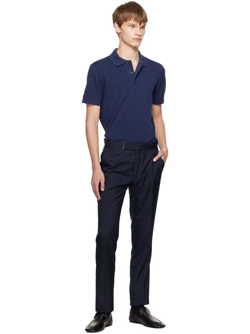 TOM FORD Navy Super Plain Weave Dyllan Trousers outlook