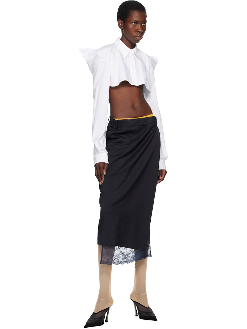pushBUTTON White Squared Back Cropped Shirt outlook