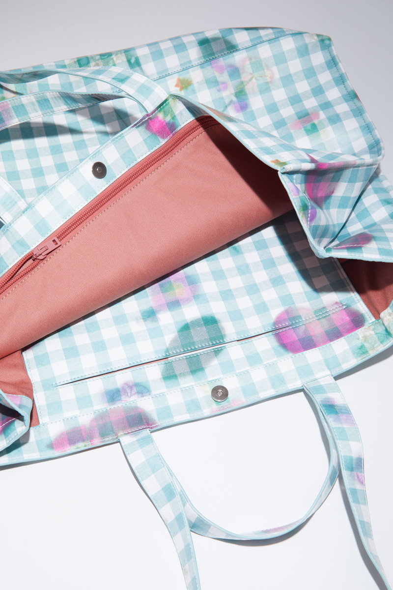 Logo shoulder tote bag - White/green 6