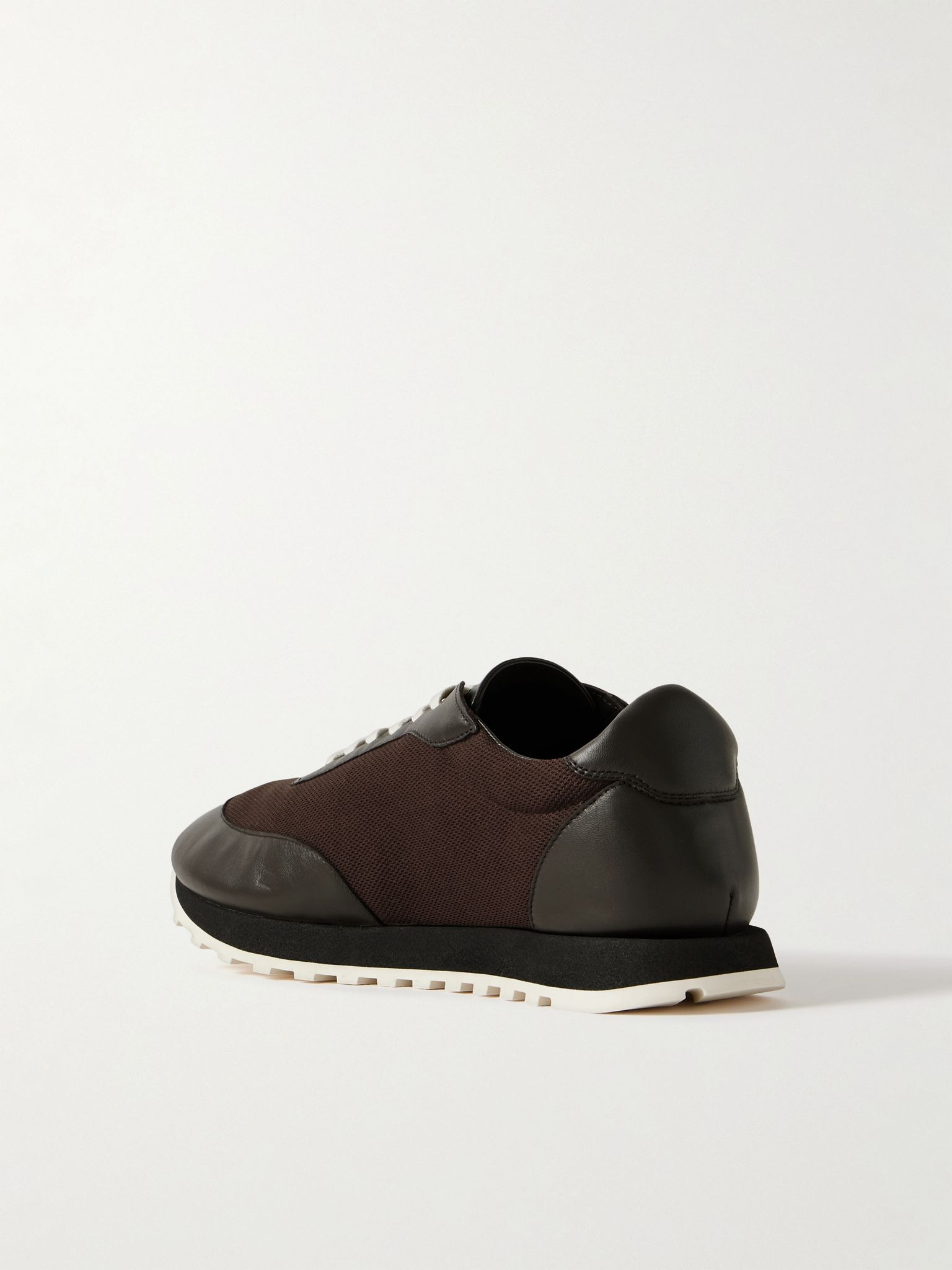 Owen Leather-Trimmed Mesh Sneakers Brown - 4