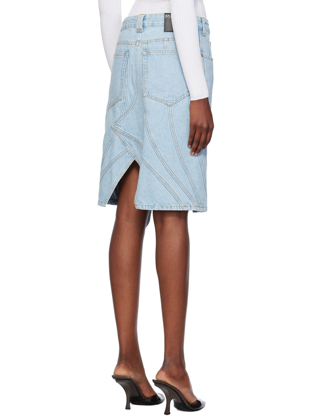 Blue Spiral Denim Midi Skirt - 3