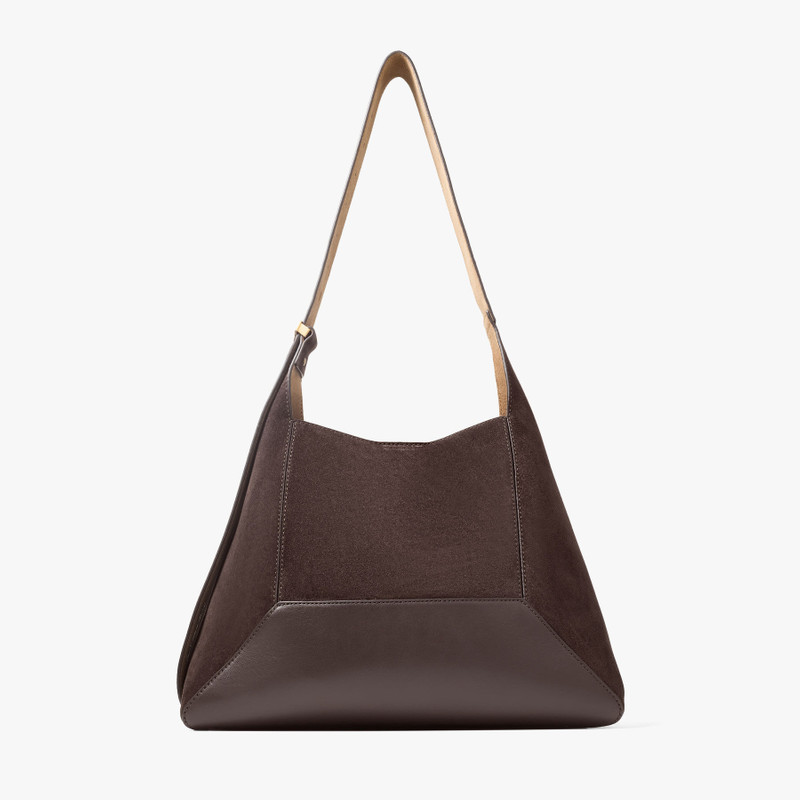 Diamond Hobo M Coffee Suede Shoulder Bag 5