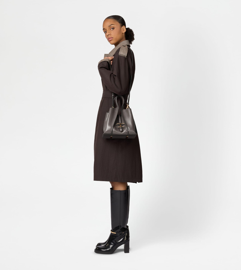 T TIMELESS SHOPPING BAG IN LEATHER MINI - GREY 8