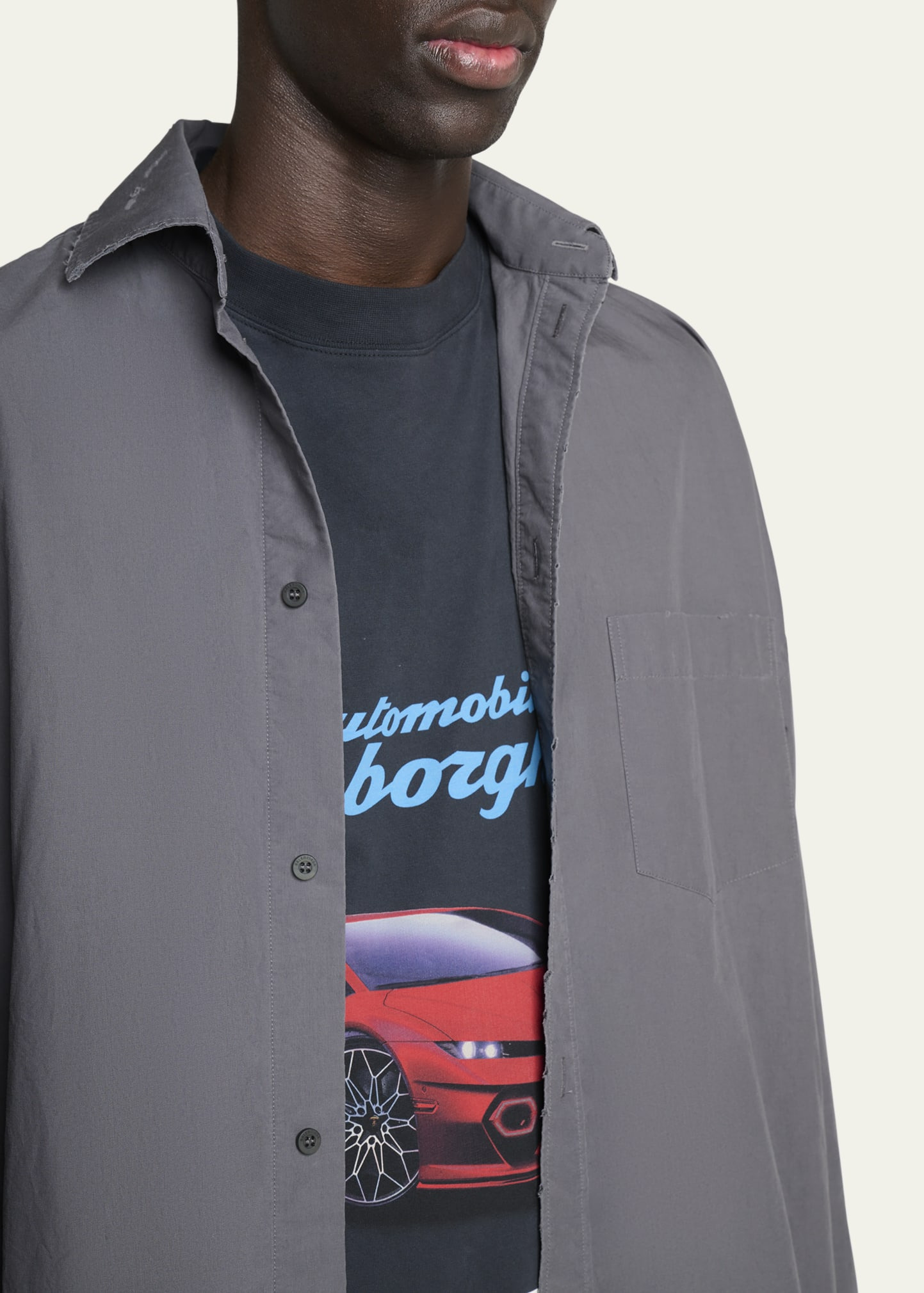 Men's Balenciaga x Automobili Lamborghini Poplin Layered T-Shirt - 5