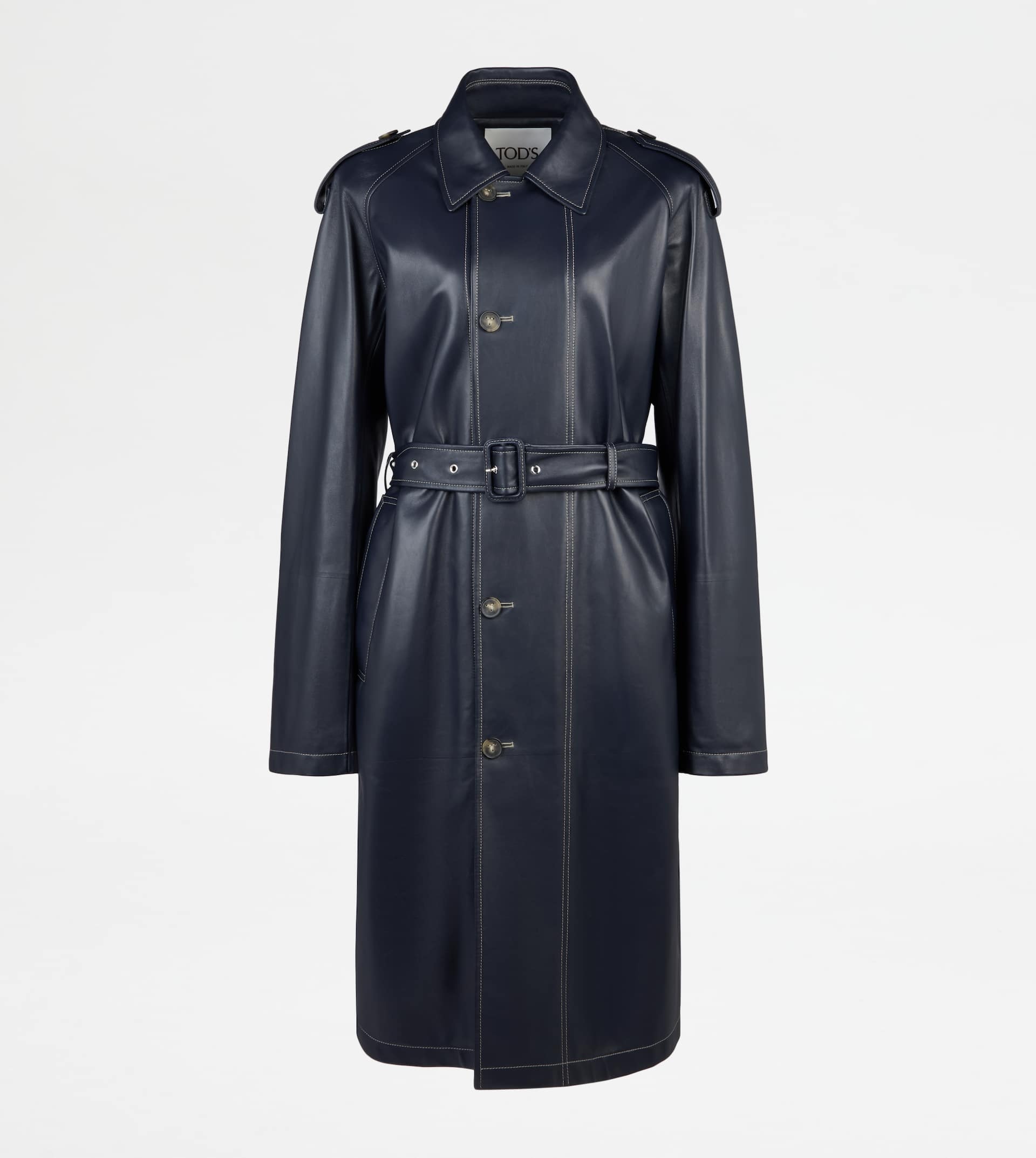 TRENCH COAT IN LEATHER - BLUE - 1