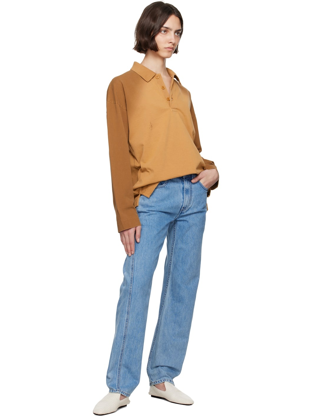 Tan Long Sleeve Rugby Polo - 4