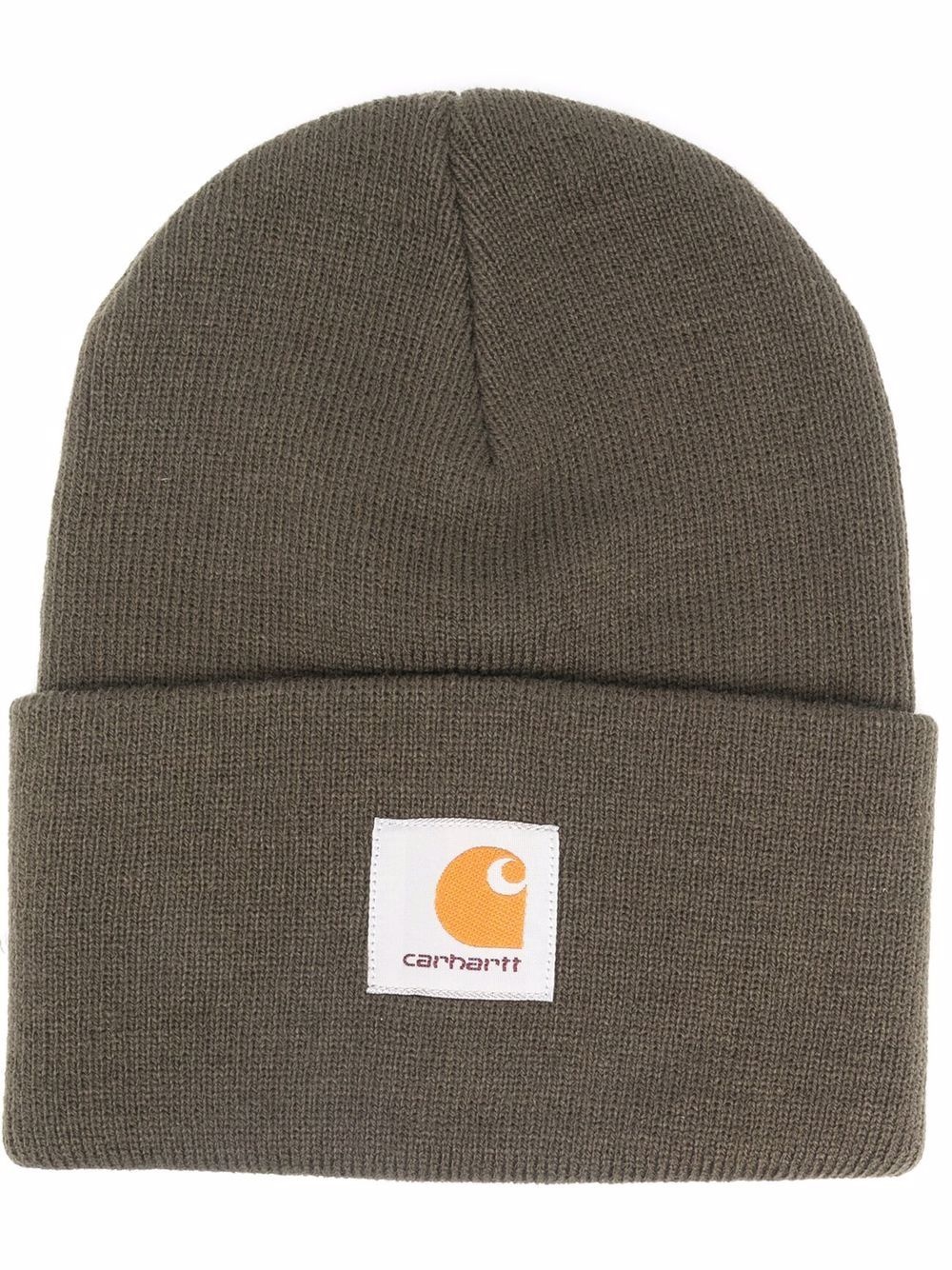 logo-patch knitted beanie - 1