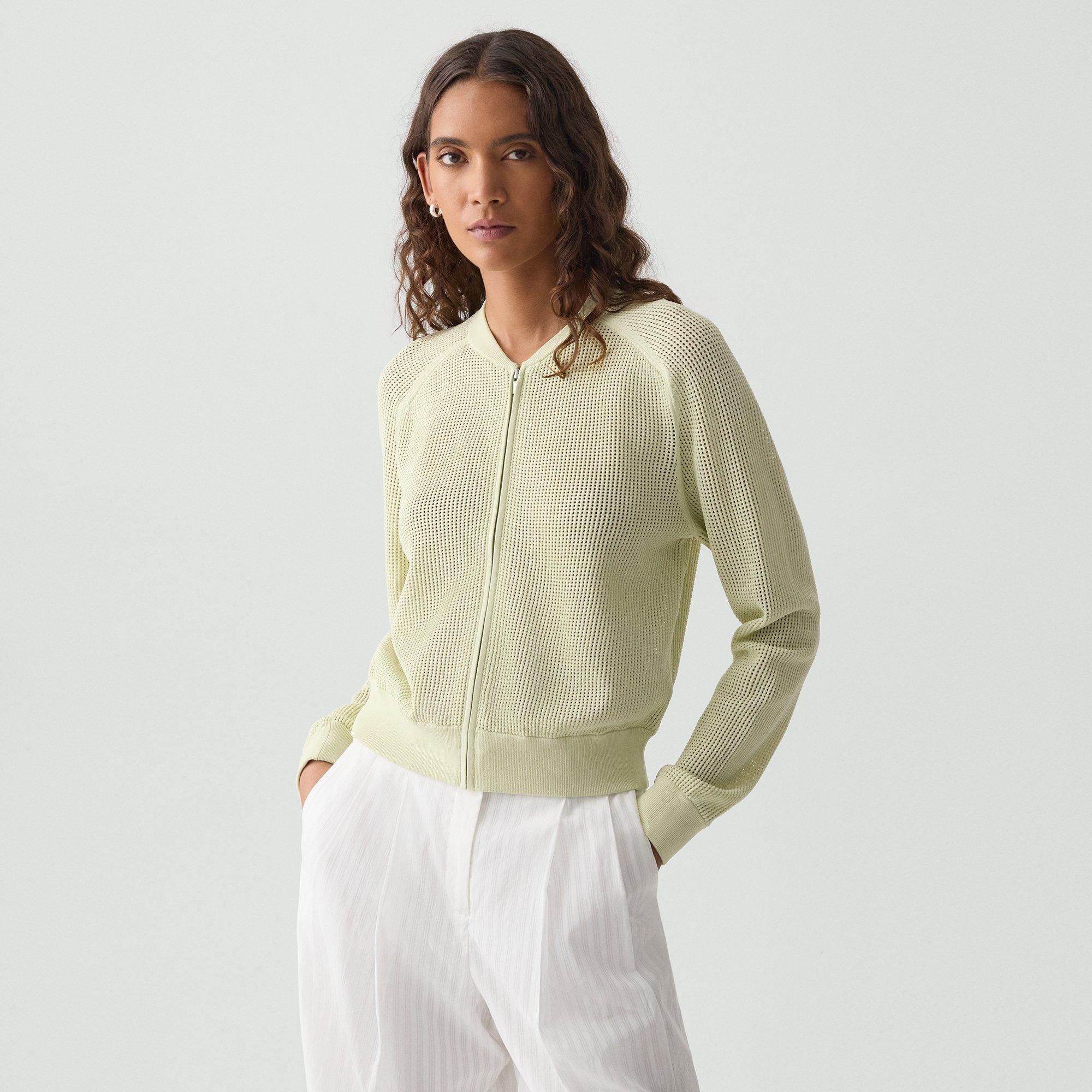 Pointelle Bomber Jacket in Crepe Knit - 1