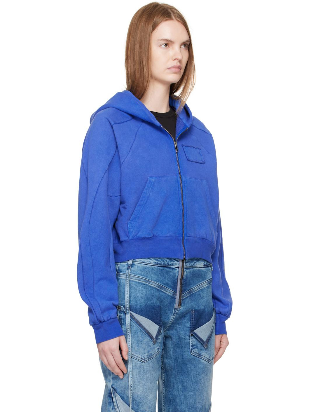 Blue Multiline Zip Hoodie - 2
