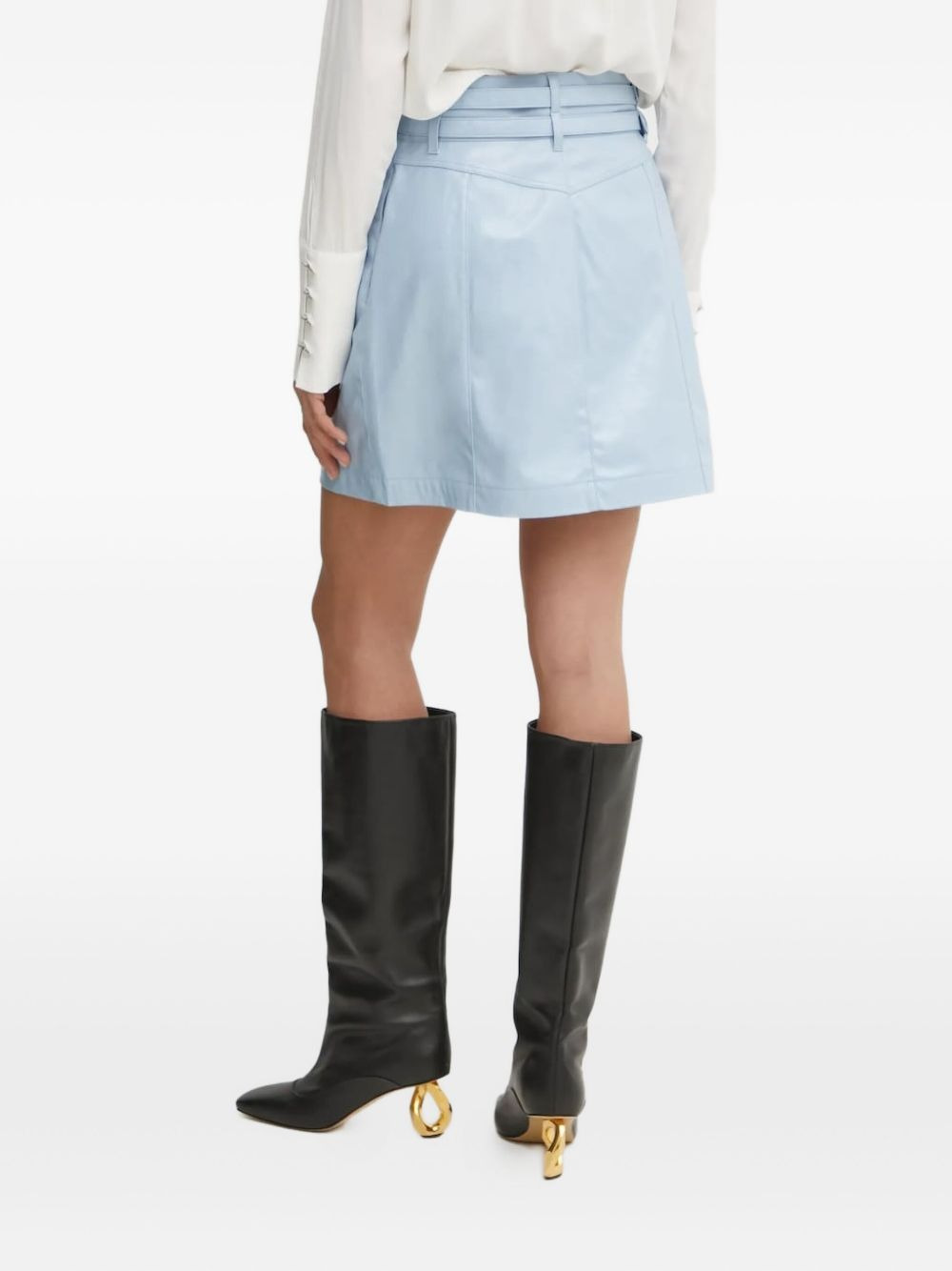 double-buckled faux-leather mini skirt - 2