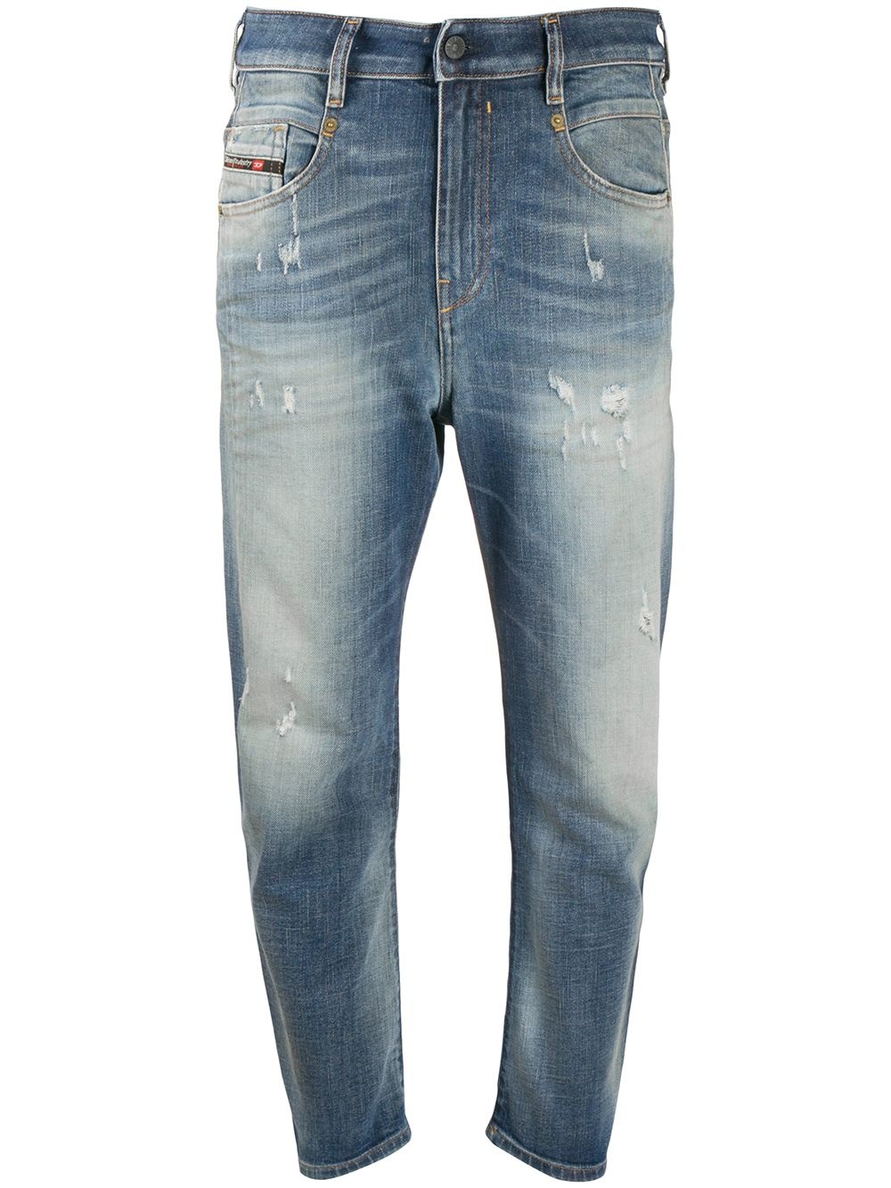 cropped mid-rise distressed jeans - 1