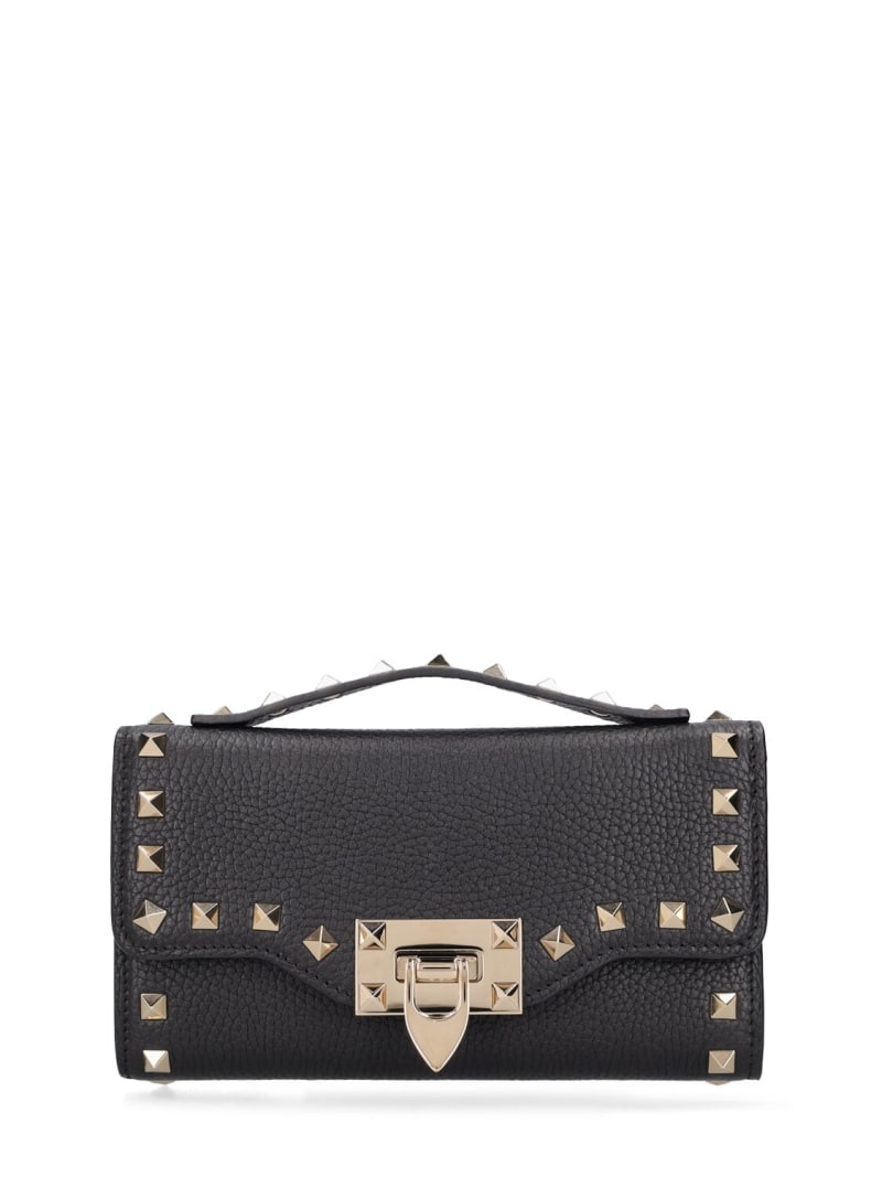 Rockstud grained leather shoulder bag - 1