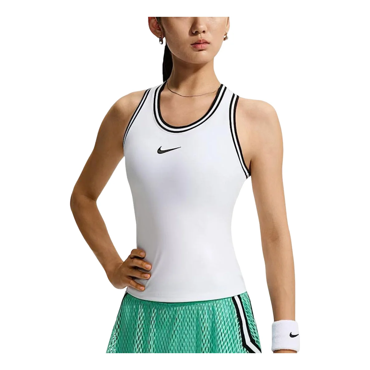 (WMNS) Nike Court Slam Tennis Tank Top Asia Sizing 'White Black' IM9427-100 - 1
